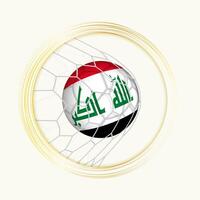 Iraq scoring goal, abstract football symbol with illustration of Iraq ball in soccer net. vector