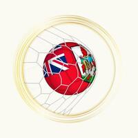 islas Bermudas puntuación meta, resumen fútbol americano símbolo con ilustración de islas Bermudas pelota en fútbol neto. vector