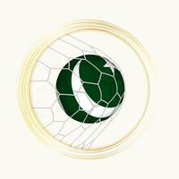 Pakistan scoring goal, abstract football symbol with illustration of Pakistan ball in soccer net. vector