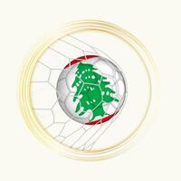 Lebanon scoring goal, abstract football symbol with illustration of Lebanon ball in soccer net. vector