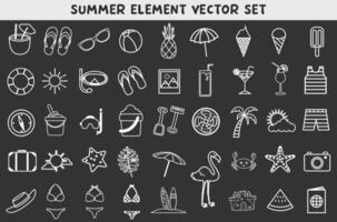 Summer icon set. Summer thin line icon. Icon isolated on dark background. vector
