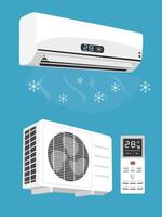 Air conditioner. Home appliance. Electrical equipment. Flat in cartoon style isolated on white background. vector