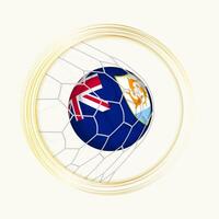 Anguilla scoring goal, abstract football symbol with illustration of Anguilla ball in soccer net. vector