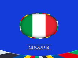 Italy flag for 2024 European football tournament, national team sign. vector