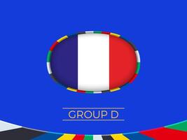 France flag for 2024 European football tournament, national team sign. vector