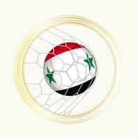 Syria scoring goal, abstract football symbol with illustration of Syria ball in soccer net. vector