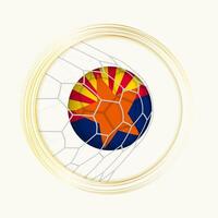 Arizona scoring goal, abstract football symbol with illustration of Arizona ball in soccer net. vector