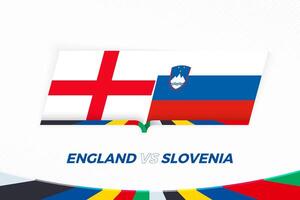 Inglaterra vs Eslovenia en fútbol americano competencia, grupo C. versus icono en fútbol americano antecedentes. vector