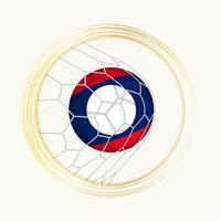 Laos scoring goal, abstract football symbol with illustration of Laos ball in soccer net. vector