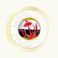 Brunei scoring goal, abstract football symbol with illustration of Brunei ball in soccer net. vector