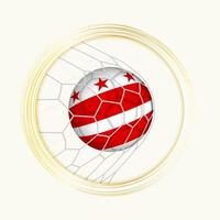 District of Columbia scoring goal, abstract football symbol with illustration of District of Columbia ball in soccer net. vector