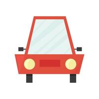 Cute red car in flat cartoon style. Isolated element for design on white background vector