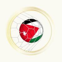 Jordan scoring goal, abstract football symbol with illustration of Jordan ball in soccer net. vector