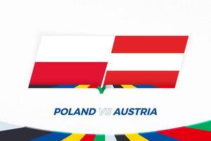 Polonia vs Austria en fútbol americano competencia, grupo d. versus icono en fútbol americano antecedentes. vector