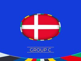 Denmark flag for 2024 European football tournament, national team sign. vector
