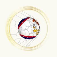 americano Samoa puntuación meta, resumen fútbol americano símbolo con ilustración de americano Samoa pelota en fútbol neto. vector