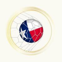 Texas scoring goal, abstract football symbol with illustration of Texas ball in soccer net. vector