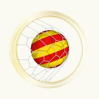 Catalonia scoring goal, abstract football symbol with illustration of Catalonia ball in soccer net. vector