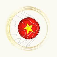 Vietnam scoring goal, abstract football symbol with illustration of Vietnam ball in soccer net. vector
