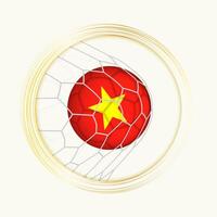 Vietnam scoring goal, abstract football symbol with illustration of Vietnam ball in soccer net. vector