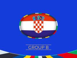 Croatia flag for 2024 European football tournament, national team sign. vector