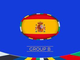 Spain flag for 2024 European football tournament, national team sign. vector