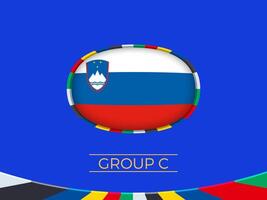 Slovenia flag for 2024 European football tournament, national team sign. vector