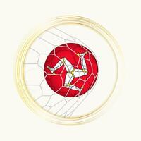 Isle of Man scoring goal, abstract football symbol with illustration of Isle of Man ball in soccer net. vector