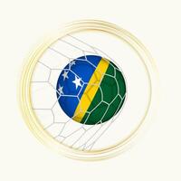 Solomon Islands scoring goal, abstract football symbol with illustration of Solomon Islands ball in soccer net. vector