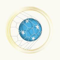 Micronesia scoring goal, abstract football symbol with illustration of Micronesia ball in soccer net. vector