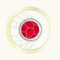 Japan scoring goal, abstract football symbol with illustration of Japan ball in soccer net. vector