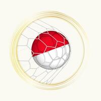Indonesia scoring goal, abstract football symbol with illustration of Indonesia ball in soccer net. vector