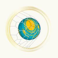 Kazakhstan scoring goal, abstract football symbol with illustration of Kazakhstan ball in soccer net. vector