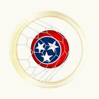 Tennessee scoring goal, abstract football symbol with illustration of Tennessee ball in soccer net. vector