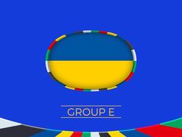 Ukraine flag for 2024 European football tournament, national team sign. vector