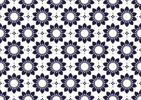 Symbol dark blue flowers on white background, ethnic fabric seamless pattern design for cloth, carpet, batik, wallpaper, wrapping etc. vector