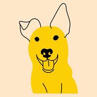 Yellow, fancy dog, puppy. Avatar, badge, poster, logo templates, print. illustration in flat cartoon style vector