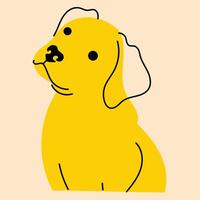 Yellow, fancy dog, puppy. Avatar, badge, poster, logo templates, print. illustration in flat cartoon style vector