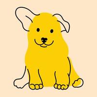 amarillo, lujoso perro, cachorro. avatar, insignia, póster, logo plantillas, impresión. ilustración en plano dibujos animados estilo vector