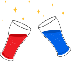 illustratie van cocktail of fruit sap rood en blauw kleur drinken water in bril transparant achtergrond, partij tijd Nee mensen. png