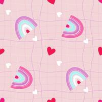 Seamless pattern with cute rainbows and hearts. Cute t-shirt and textile design for kids clothing. vector