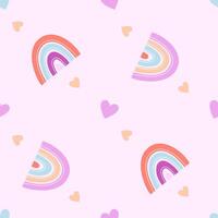 Seamless pattern with cute rainbows and hearts. Trendy baby texture for fabric textile wallpaper apparel wrapping vector