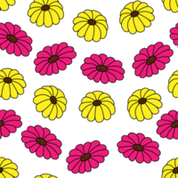 illustration of graphic colorful flower abstract on tranparent background, textile seamless pattern pink and yellow. flower line up curve for fabric, textile, backdrop, cloth, summer, spring. png