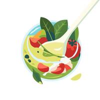 Green Spinach Salad Bowl vector