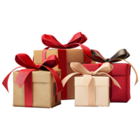 Festive Gift Boxes with Ribbon Isolated on Transparent Background. png