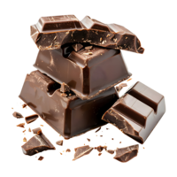 chocola bar en chocola stukken, spleet in drie, geïsoleerd Aan transparant achtergrond png