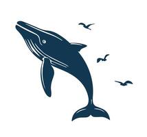 Elegant Whale Illustration blue vector