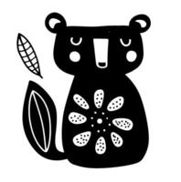 Folk Art Bear and Leaf Design vector