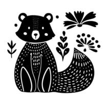 Black and White Forest Animals vector