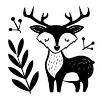 Folk Art Deer with Plant Motifs vector